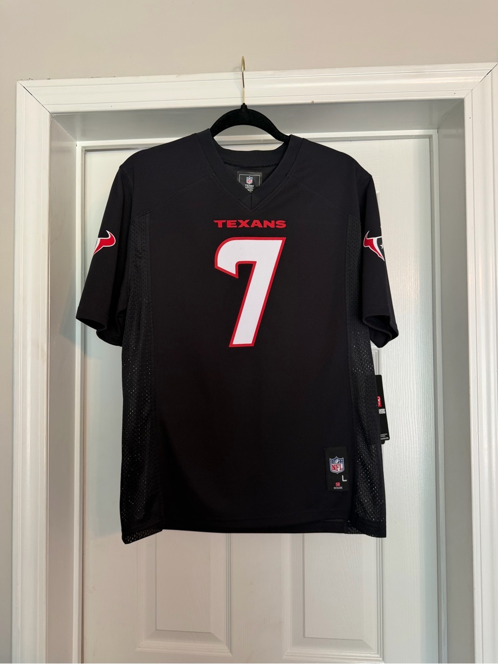 NFL Texans #7 Black and White Football Jersey